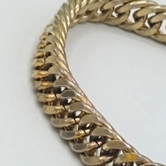 Gold tone Curb Chain Box Clasp Bracelet Vintage - Picture 5 of 10